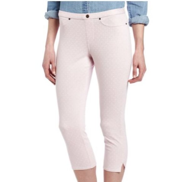 COPY - Sz M HUE Jeans Capri Leggings Pale Pink Polka Dot Women's Medium U13398 - Picture 1 of 3